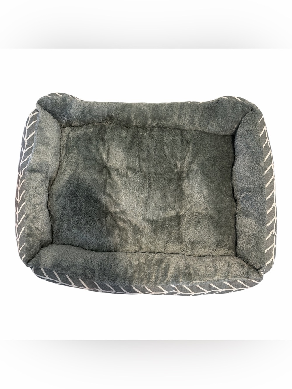 Gray & White Cushioned Dog Bed Small